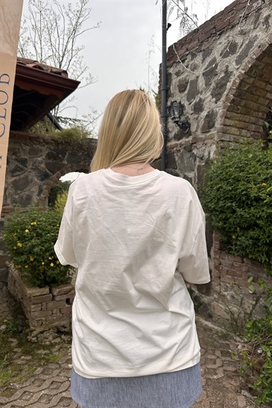 BİSİKLET YAK BASKI VE NAKIŞ DETAY TSHIRT