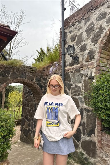 BİSİKLET YAK BASKI VE NAKIŞ DETAY TSHIRT