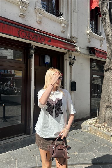 BİSİKLET YAK KELEBEK NAKIŞLI TSHIRT