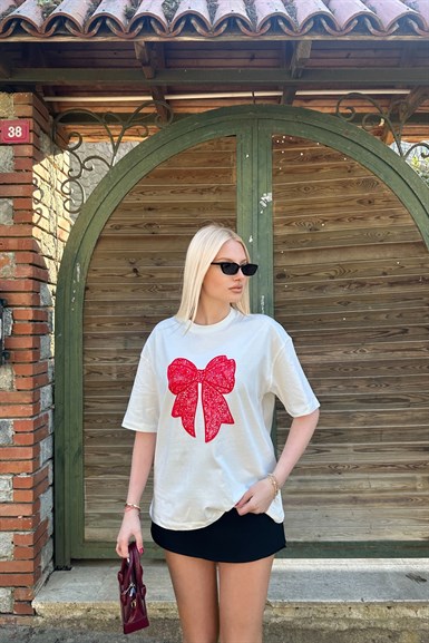 BİSİKLET YAK KELEBEK NAKIŞLI TSHIRT