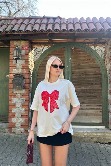 BİSİKLET YAK KELEBEK NAKIŞLI TSHIRT