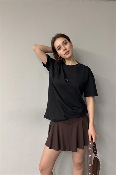 BİSİKLET YAKA ALO BASKI DETAY TSHIRT