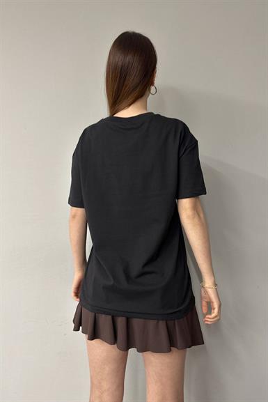 BİSİKLET YAKA ALO BASKI DETAY TSHIRT
