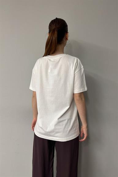 BİSİKLET YAKA ALO BASKI DETAY TSHIRT
