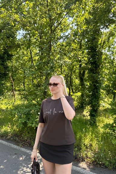 BİSİKLET YAKA BASKI DETAY TSHIRT