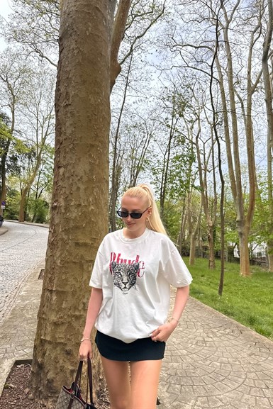 BİSİKLET YAKA BASKI DETAY TSHIRT