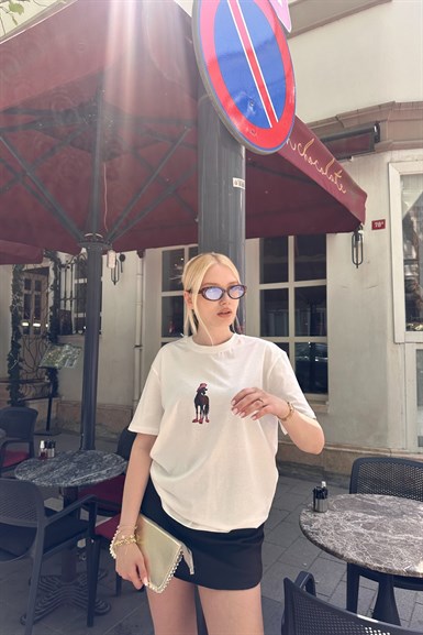 BİSİKLET YAKA BASKI DETAY TSHIRT