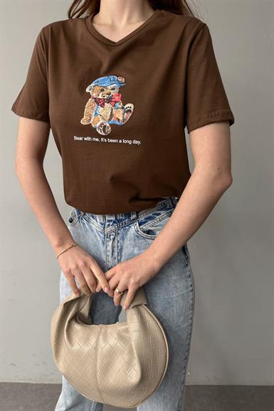 BİSİKLET YAKA BASKI DETAY TSHIRT