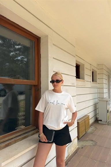 BİSİKLET YAKA BASKI DETAY TSHIRT