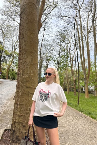 BİSİKLET YAKA BASKI DETAY TSHIRT