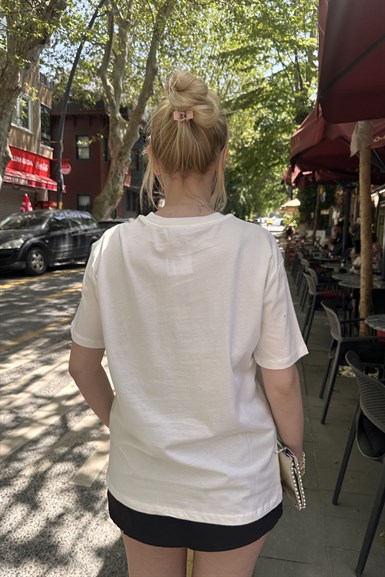 BİSİKLET YAKA BASKI DETAY TSHIRT