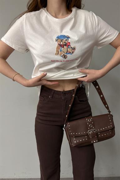 BİSİKLET YAKA BASKI DETAY TSHIRT