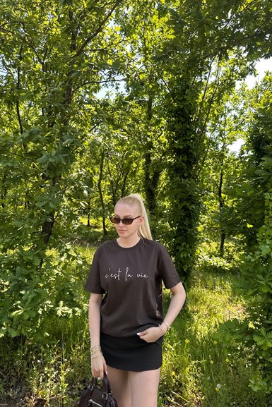 BİSİKLET YAKA BASKI DETAY TSHIRT