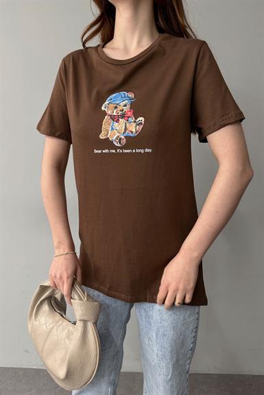 BİSİKLET YAKA BASKI DETAY TSHIRT