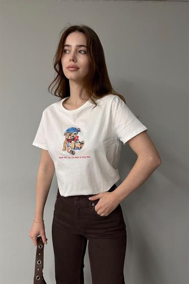BİSİKLET YAKA BASKI DETAY TSHIRT