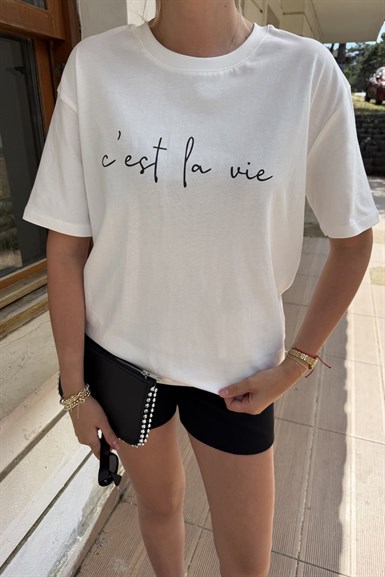BİSİKLET YAKA BASKI DETAY TSHIRT