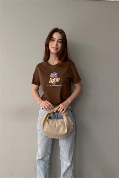 BİSİKLET YAKA BASKI DETAY TSHIRT