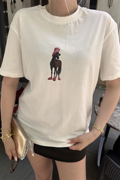 BİSİKLET YAKA BASKI DETAY TSHIRT