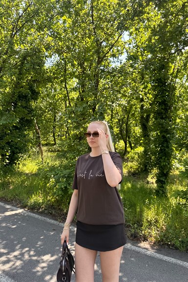 BİSİKLET YAKA BASKI DETAY TSHIRT
