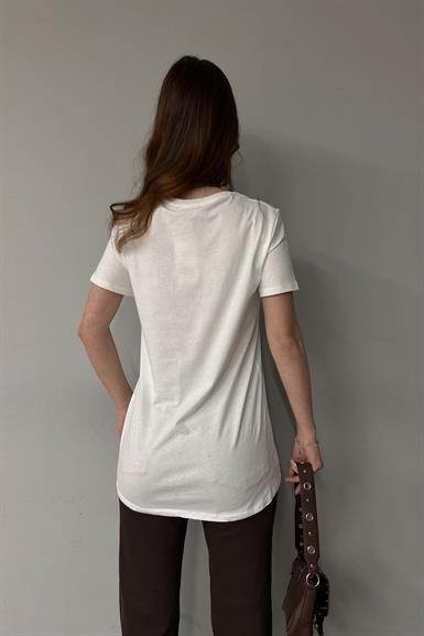 BİSİKLET YAKA BASKI DETAY TSHIRT