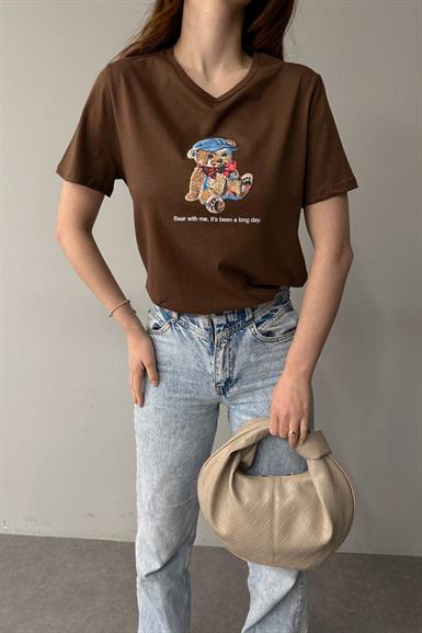 BİSİKLET YAKA BASKI DETAY TSHIRT