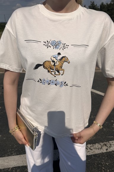 BİSİKLET YAKA BASKI DETAYLI TSHIRT