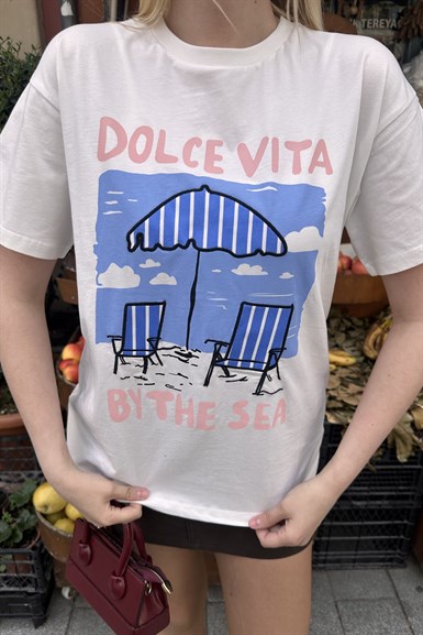 BİSİKLET YAKA BASKI DETAYLI TSHIRT
