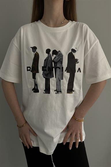 BİSİKLET YAKA BASKI DETAYLI TSHIRT