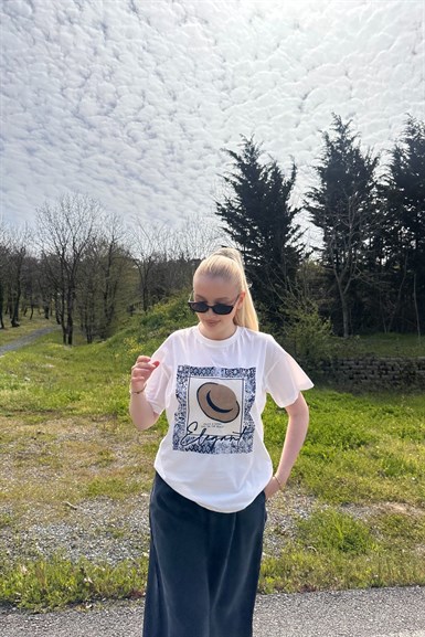 BİSİKLET YAKA BASKI DETAYLI TSHIRT