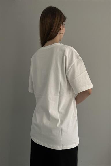 BİSİKLET YAKA BASKI DETAYLI TSHIRT