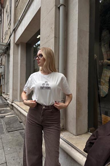 BİSİKLET YAKA BASKI DETAYLI TSHIRT