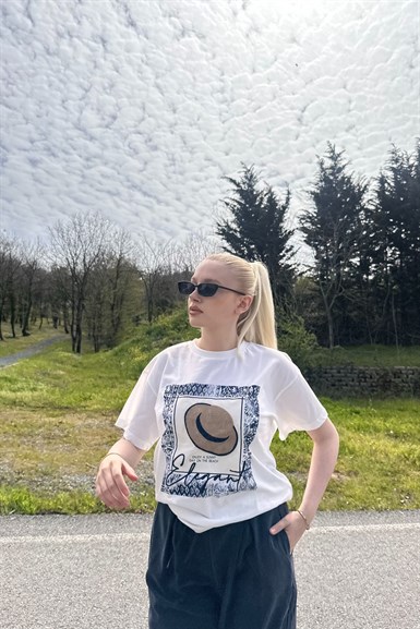 BİSİKLET YAKA BASKI DETAYLI TSHIRT