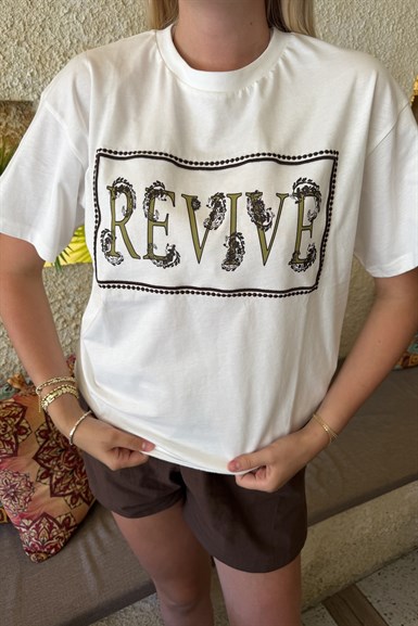 BİSİKLET YAKA BASKI VE NAKIŞ DETAY TSHIRT