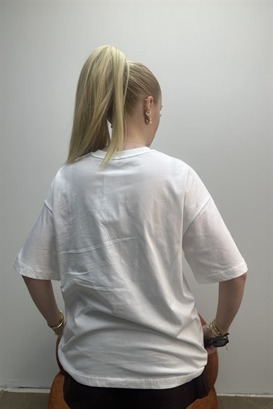 BİSİKLET YAKA BASKI VE NAKIŞ DETAY TSHIRT