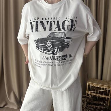 BİSİKLET YAKA BASKILI TSHIRT