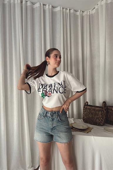 BİSİKLET YAKA BASKILI TSHIRT