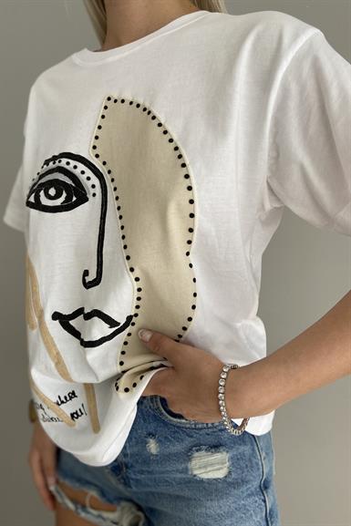 BİSİKLET YAKA BASKILI TSHIRT