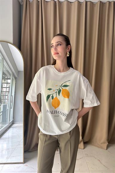 BİSİKLET YAKA BASKILI TSHIRT