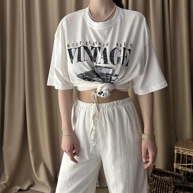 BİSİKLET YAKA BASKILI TSHIRT