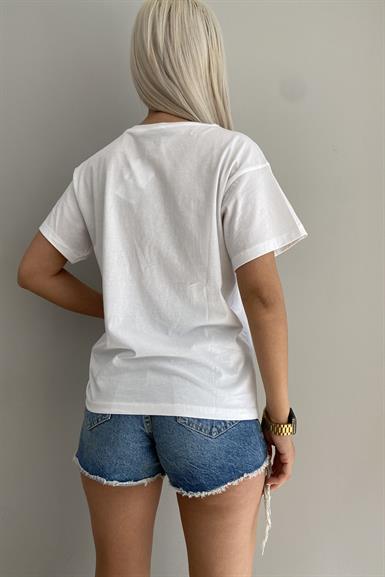 BİSİKLET YAKA BASKILI TSHIRT