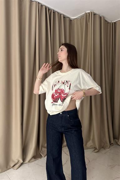 BİSİKLET YAKA BASKILI TSHIRT