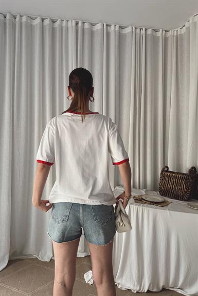 BİSİKLET YAKA BASKILI TSHIRT