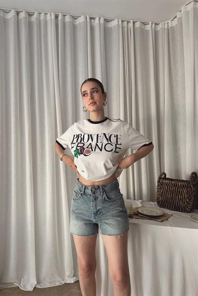 BİSİKLET YAKA BASKILI TSHIRT
