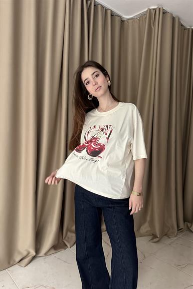 BİSİKLET YAKA BASKILI TSHIRT