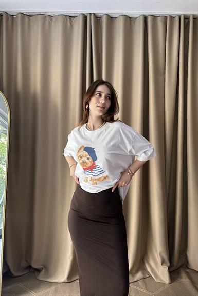 BİSİKLET YAKA BASKILI TSHIRT