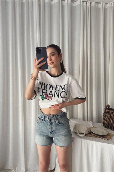 BİSİKLET YAKA BASKILI TSHIRT