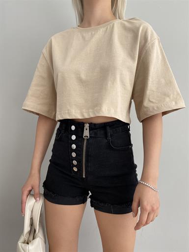 BİSİKLET YAKA CROP TSHIRT