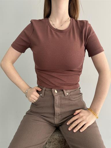 BİSİKLET YAKA CROP TSHIRT