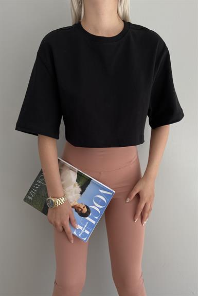 BİSİKLET YAKA CROP TSHIRT