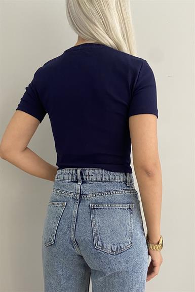 BİSİKLET YAKA CROP TSHIRT